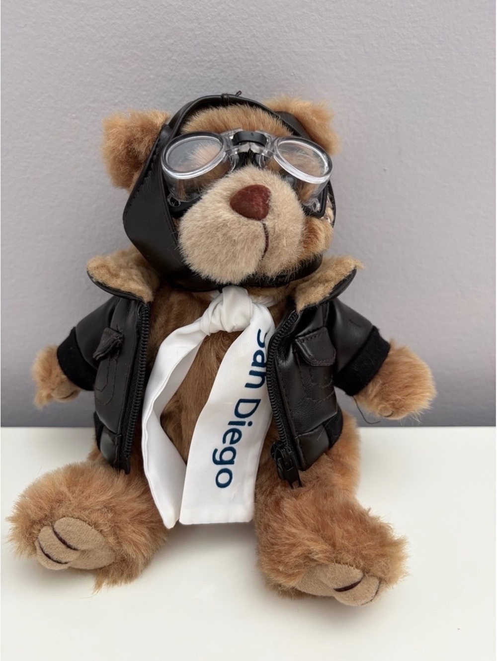 San Diego Aviator Teddy Bear Plush with Leather Jacket and Goggles